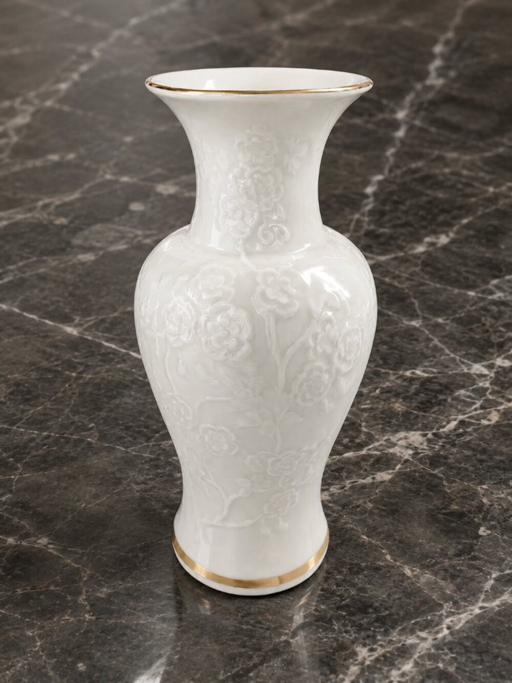 Vintage 1950s Lenox Ming Blossom Porcelain Vase White Gold Trim 6.5"